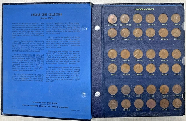 1909-1988 Lincoln Wheat/Memorial Cent Complete Set-Whitman Deluxe Album (G)
