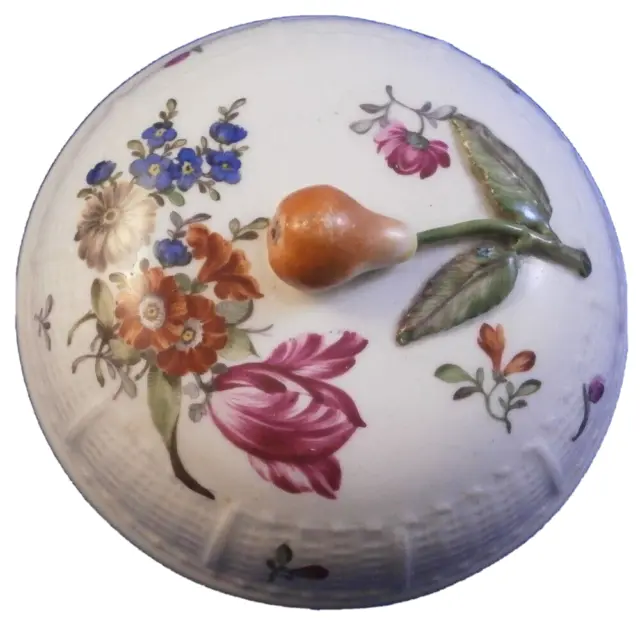 Antigüedad 18thC Ludwigsburg Porcelana Floral Azucarero Plato Tapa Porzellan