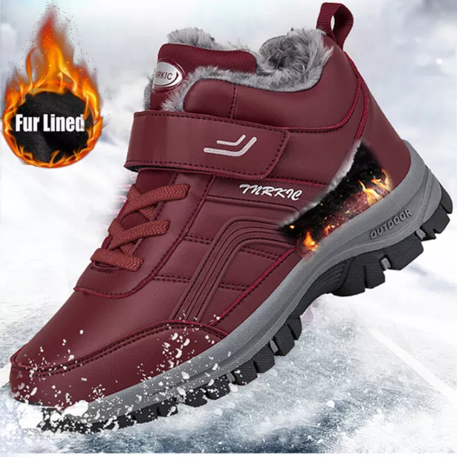 Waterproof Winter Women Men Shoes Snow Boots Fur-lined Slip On Warm Ankle Size