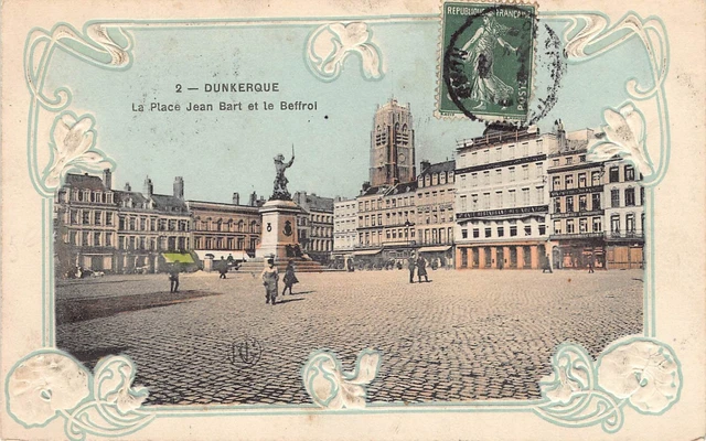 Carte Postale Ancienne Dept 59 Nord - Dunkerque la Place Jean Bart et le Beffroi