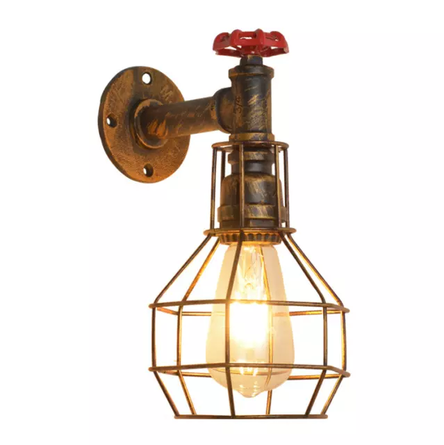 Industrial Sconce Loft Rustic Wall Light Vintage Porch Aisle Lamp Water Pipe US