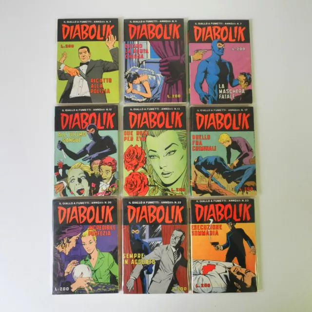 Diabolik Anno 12 XII 9 fumetti da 4 a 23 Originali del 1973 Astorina