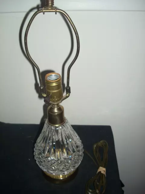 WATERFORD CRYSTAl Electric Table Lamp Light Lighting 14" Brass Accents shade