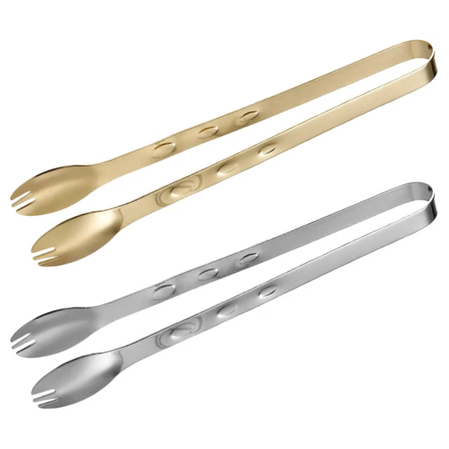 2 Pcs Salad Tongs Stainless Steel Ice Cube Tongs Mini Skillet Toaster