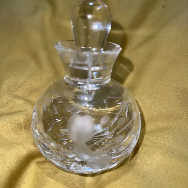 Stuart Crystal cut glass vintage perfume bottle, Cascade fuchsia design