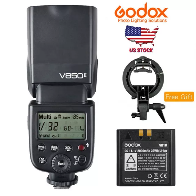 Godox V850II HSS Flash Speedlite + S Type Bowens Mount For Olympus Sony Canon US