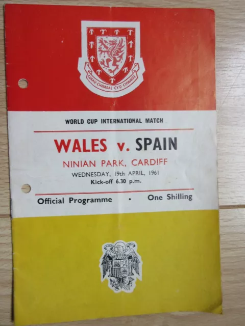 a wales v spain world cup international football programme 19/4/1961