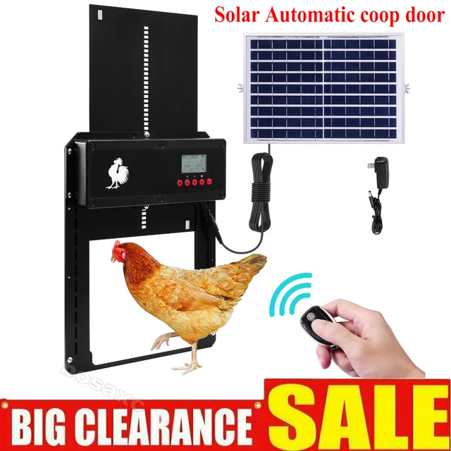 AUTOMATICCHICKENCOOPDOORSOLAR POWERED Opener with Timer & Light