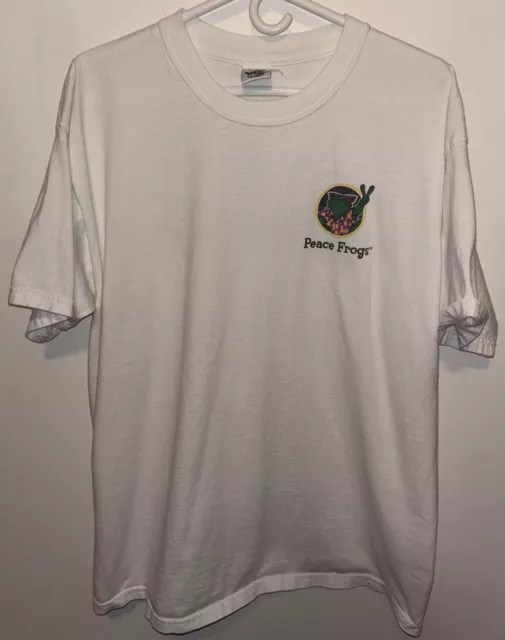 Vintage Peace Frogs Shirt Adult Size XL White T-shirt