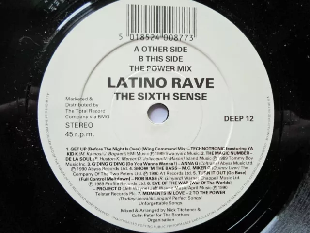 Latino Rave Sixth Sense 7" Deep Heat DEEP12 EX 1989 Sixth Sense/The Power Mix