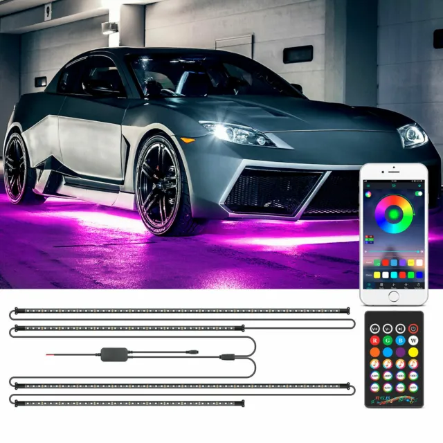 MICTUNING RGB LED Strip Under Car Tube Underglow Underbody System Neon Light Kit