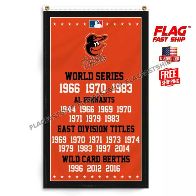 Baltimore Orioles 3x5 ft Banner MLB Champions World Series FREE Shipping