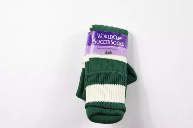 NOS Vintage 80s Youth 7-10 Nylon World Cup Soccer Socks Hunter Green White USA