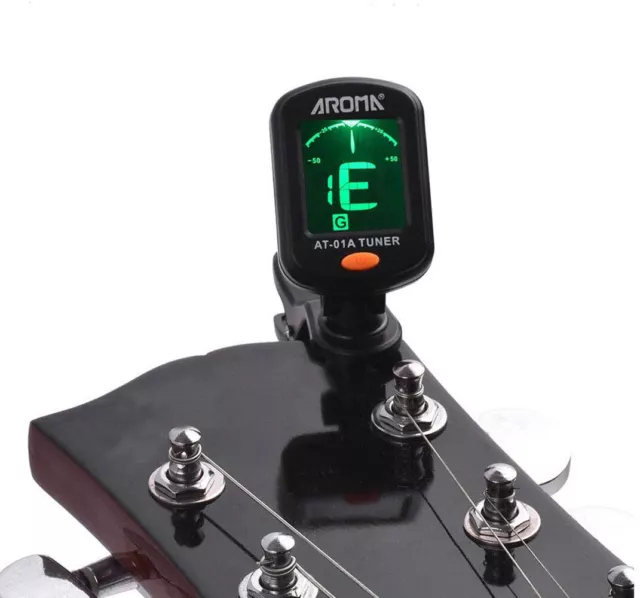 Clip-On LCD Digital Tuner for Guitar, Bass, Violin, Ukulele, Chromatic AT-01A 2