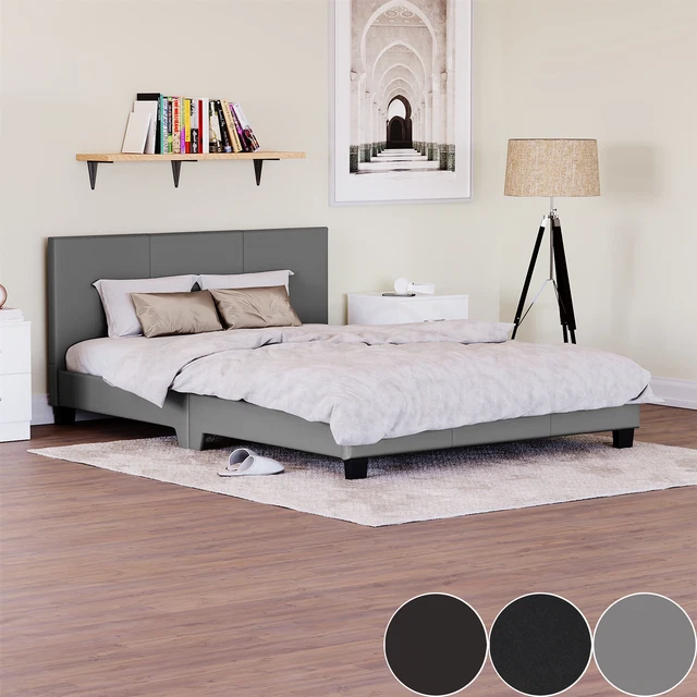 MODERN LEATHER BED Frame Single Double King Size Bed Memory Foam