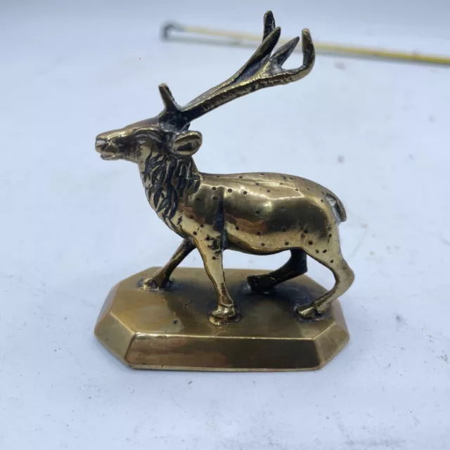 Stag Brass Antlers Mascot Vintage Ornament  2 1/2" Size - Male Rutting Deer Hart