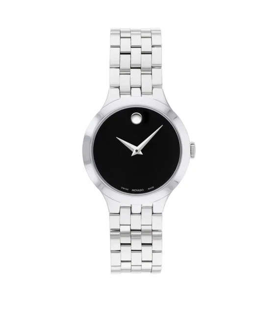 Nuovissimo Orologio Movado Donna Veturi Quadrante Nero Acciaio Inox 28mm 0607418