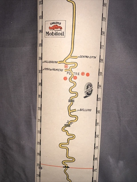 Vintage 1931 Mobiloil Gargoyle Dunlop Tire Italian Travel Scroll Map 🔥 OG Box