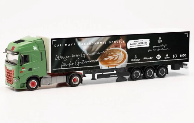 Miniature IVECO S-WAY 4X2 avec remorque bâchée 3 essieux SOLLE HERPA HER315326 C