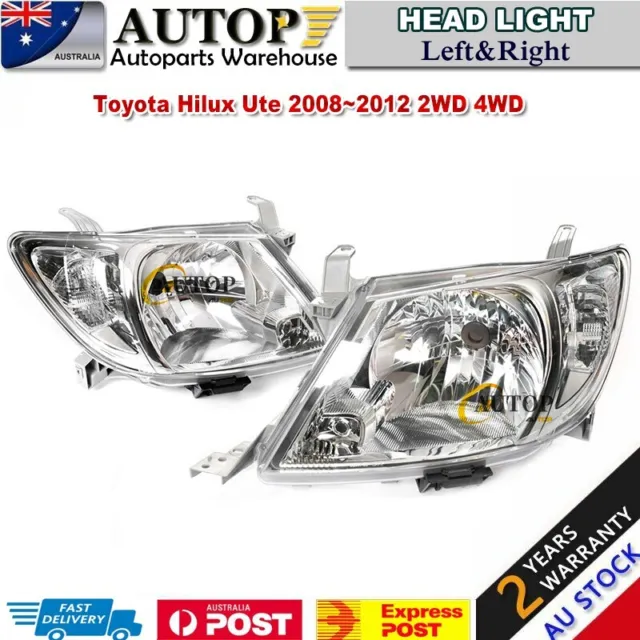 Pair Head Light Front Lamp For Toyota Hilux Ute TGN KUN GGN 2WD/4WD 2008~2012