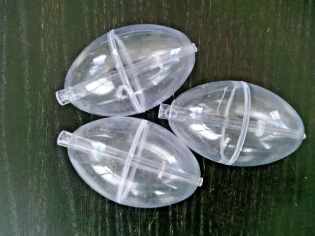 SET OF 3 OVAL IN-LINE BUBBLE FLOATS SMALL 30mm CLEAR