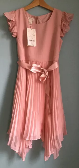 Pink Pleated Girls Party Occasion Dress 8 Years MONSOON RRP £42 BNWT