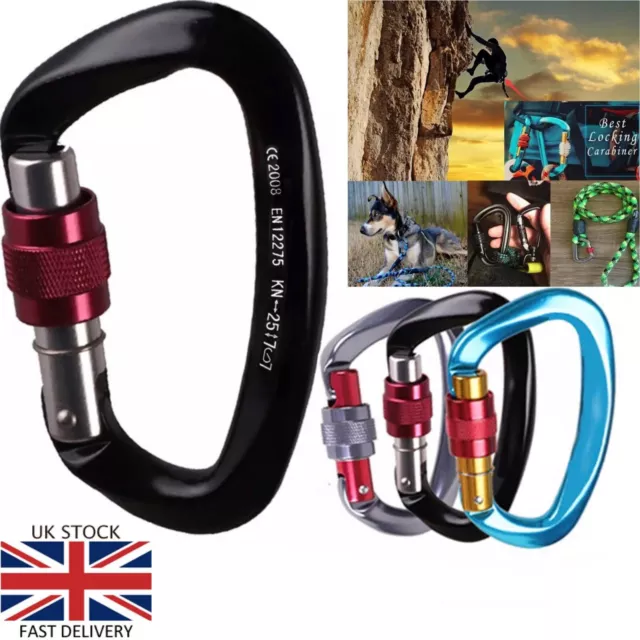 25KN Screw Lock Heavy Duty Carabiner Clip Hook Aluminum D-Ring Rock Climbing