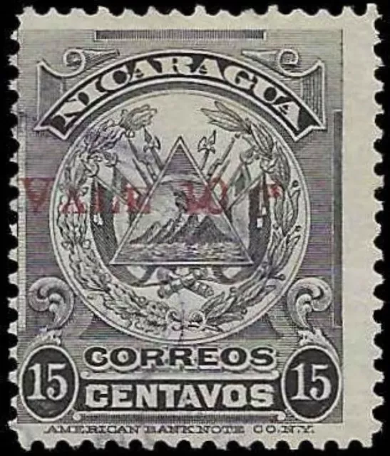 1910 NICARAGUA Stamp - Red Overprint, Surcharge, "Vale 10C" 10/15c 1579