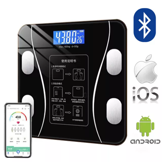 Wireless Bluetooth Digital Bathroom Body Fat Scale 180KG Scales Weight BMI Wate