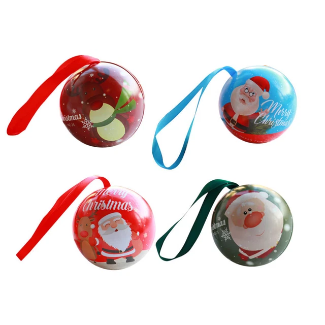 4 Pcs Christmas Party Supplies Christmas Candy Box Gift Containers Round