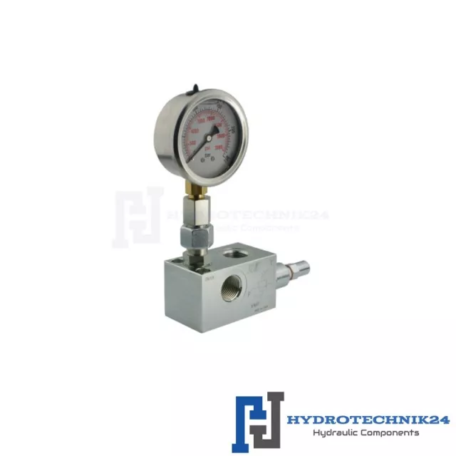 Hydraulik Druckbegrenzungsventil VMP + Manometer | 1/2 | 70L/min | 50-250b