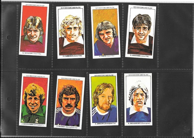 Sun Soccer Cards - 1997 - Aston Villa & Birmingham Selection - 8 Cards