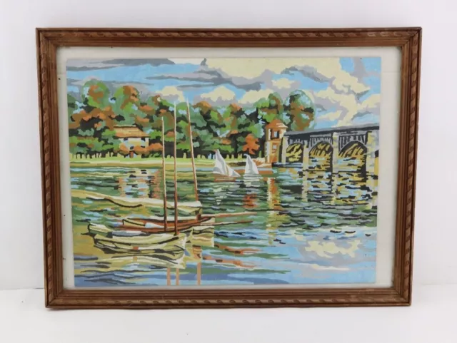 Très belle peinture acrylique inspirée du Pont d'Argenteuil de Claude Monet