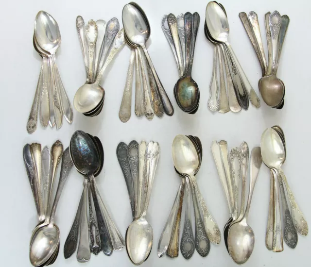 59x SERVING SPOONS FLATWARE SILVERPLATE LOT NO MONOGRAMS! VINTAGE CRAFT REUSE