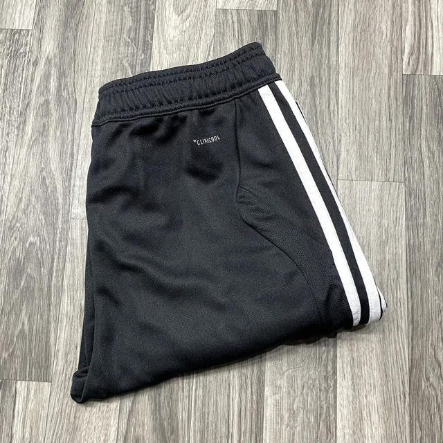 ADIDAS Stretch Waist Size 3 Stripe High Rise Black Track Pants Boy's Size Large