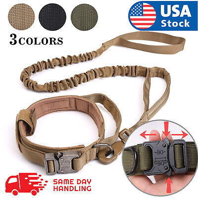 Tactical  K9 Dog Training Collar+Leash with Metal Buckle for L Dog Heavy Duty