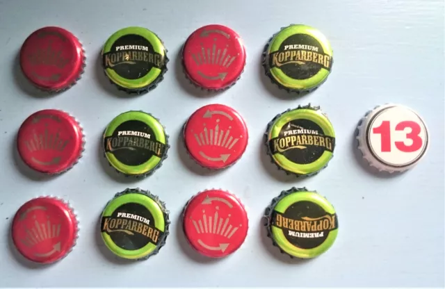 13x Kopparberg Budweiser Botella Girada Prendas para el torso Corona Tapas Cerveza Sidra Rojo Blanco Metal