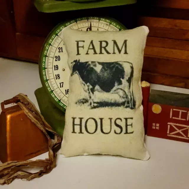 Primitive Farm House Dairy Milk Cow Bowl Fillers Tuck Pillow  Style