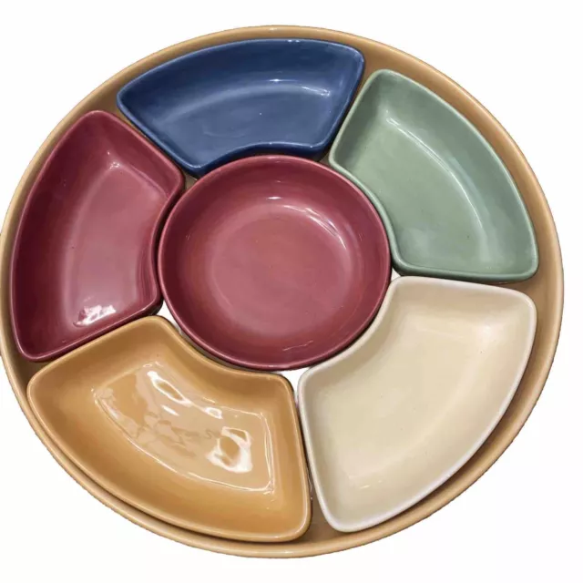 Pottery Barn Outlet Colorful Serve Tray Relish Chip Dip Serving Platter 7pc Set