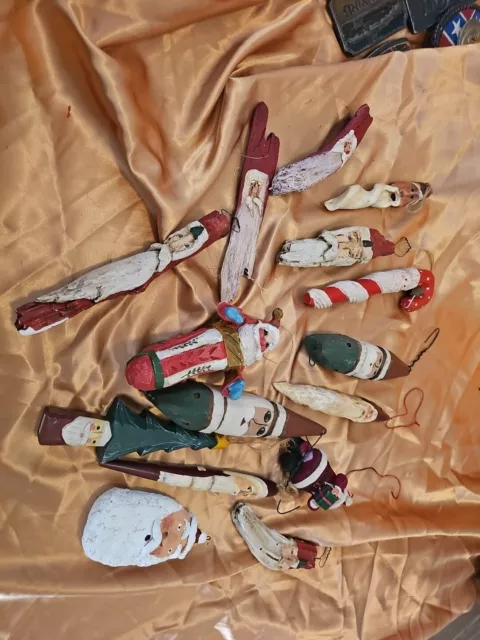 Vintage Lot of  15 Wooden Christmas Tree Ornaments