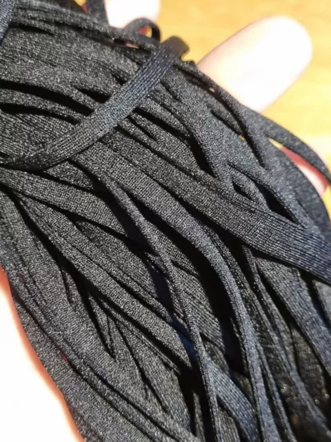 Black 5mm Flat Elastic Cord Soft Stretch Band Sewing Mask DIY Craft 1/5/25/50m
