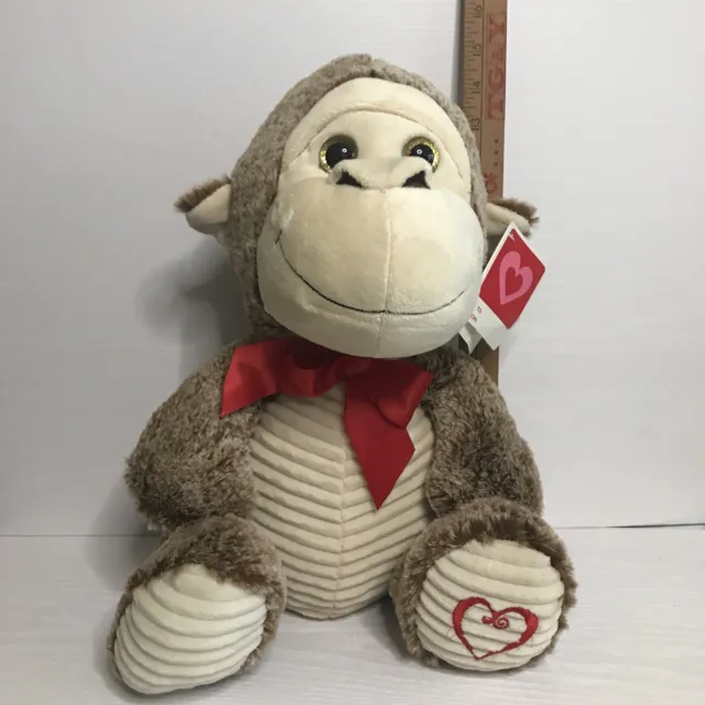 Kellytoy Monkey Plush With Heart Paw Embroidery Love Gift