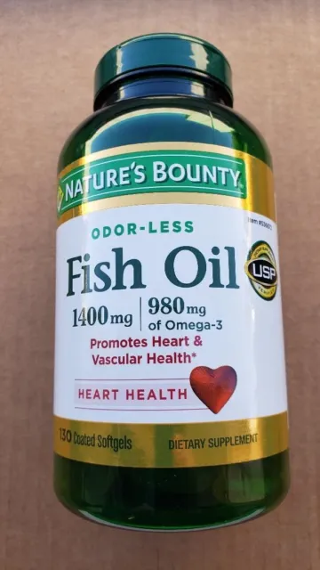 Nature's Bounty Fish Oil 1400 mg, 130 Coated Softgels, New sealed, 07/24