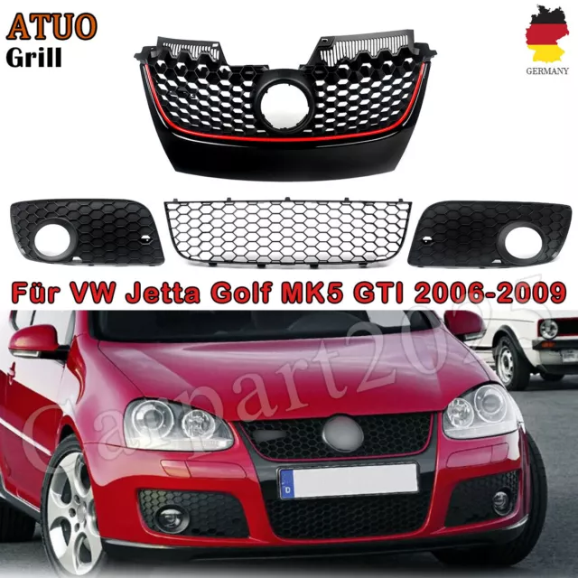 Kühlergrill Honeycomb Für VW Golf GTI MK5 Jetta GTI 06-09 Nebelscheinwerfer Satz