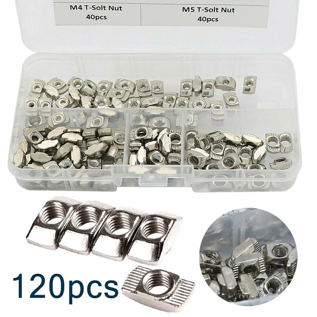 120pcs New M3 M4 M5 T Slot Nuts Hammer Head Fastener Nut for Aluminum Profile