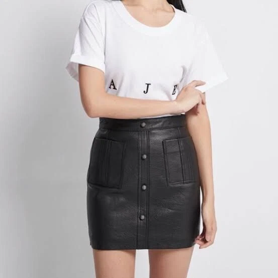 Aje pink on sale leather skirt