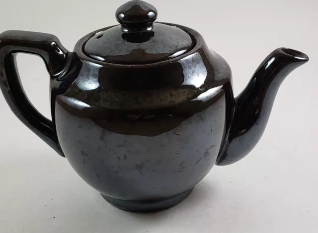Dark Brown  Small Teapot with  Lid Made in  Occupied Japan 4 Inch H 6.5 W