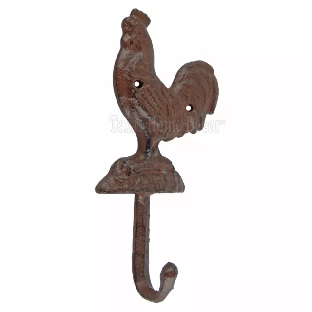 Rooster Key Wall Hook Towel Hat Coat Hanger Rustic Cast Iron Antique Style