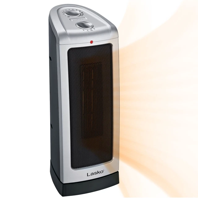 Lasko 1500W Oscillating Ceramic Tower Electric Space Heater with Thermostat