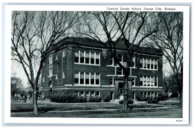 c1960s Central Grade School Exterior Osage City Kansas KS Unposted Tree Postcard